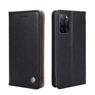 For OPPO A55S 5G Non-Magnetic Retro Texture Horizontal Flip Leather Phone Case(Black)
