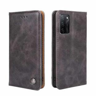 For OPPO A55S 5G Non-Magnetic Retro Texture Horizontal Flip Leather Phone Case(Grey)