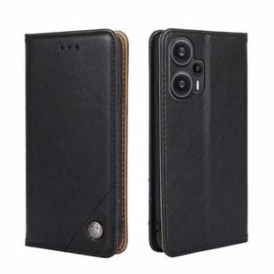 For Xiaomi Redmi Note 12 Turbo Non-Magnetic Retro Texture Horizontal Flip Leather Phone Case(Black)