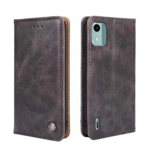 For Nokia C12 Non-Magnetic Retro Texture Horizontal Flip Leather Phone Case(Grey)