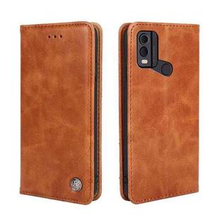 For Nokia C22 Non-Magnetic Retro Texture Horizontal Flip Leather Phone Case(Brown)