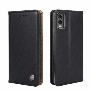 For Nokia C32 Non-Magnetic Retro Texture Horizontal Flip Leather Phone Case(Black)