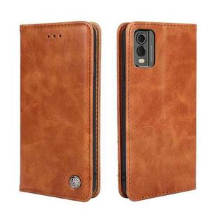 For Nokia C32 Non-Magnetic Retro Texture Horizontal Flip Leather Phone Case(Brown)