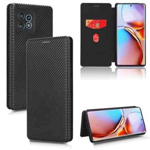 For Motorola Edge 40 Pro Carbon Fiber Texture Flip Leather Phone Case(Black)