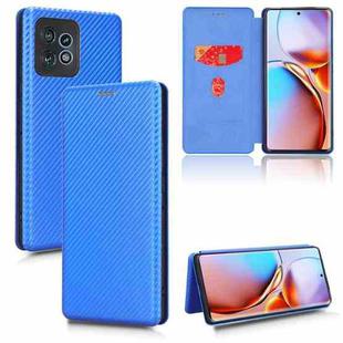 For Motorola Edge 40 Pro Carbon Fiber Texture Flip Leather Phone Case(Blue)