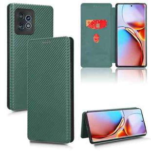 For Motorola Edge 40 Pro Carbon Fiber Texture Flip Leather Phone Case(Green)