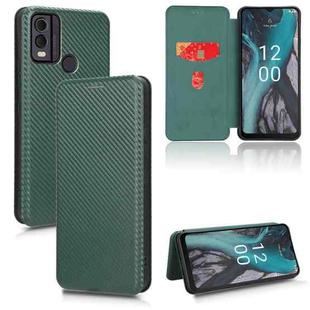 For Nokia C22 Carbon Fiber Texture Flip Leather Phone Case(Green)