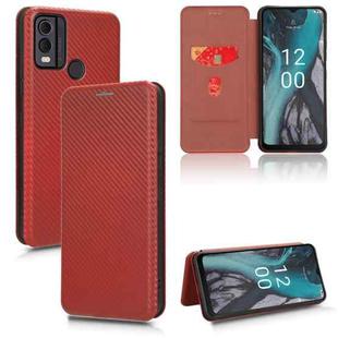 For Nokia C22 Carbon Fiber Texture Flip Leather Phone Case(Brown)