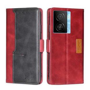 For vivo iQOO Z7x Contrast Color Side Buckle Leather Phone Case(Red + Black)