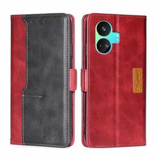 For Realme GT Neo5 SE Contrast Color Side Buckle Leather Phone Case(Red + Black)