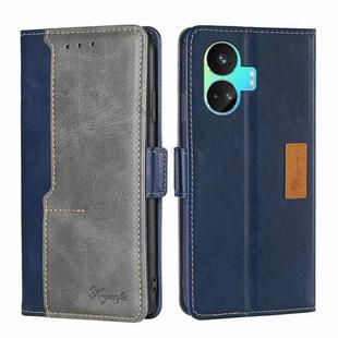 For Realme GT Neo5 SE Contrast Color Side Buckle Leather Phone Case(Blue + Grey)