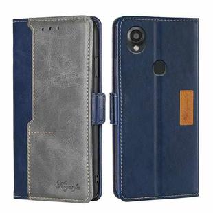For Kyocera Digno SX3-KYG02 Contrast Color Side Buckle Leather Phone Case(Blue + Grey)