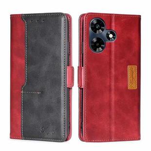 For Infinix Hot 30 4G Contrast Color Side Buckle Leather Phone Case(Red + Black)