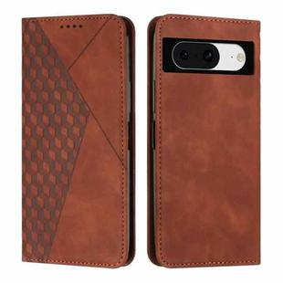 For Google Pixel 8 Diamond Pattern Skin Feel Magnetic Leather Phone Case(Brown)