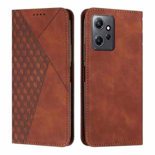 For Xiaomi Redmi Note 12 4G Global Diamond Pattern Skin Feel Magnetic Leather Phone Case(Brown)