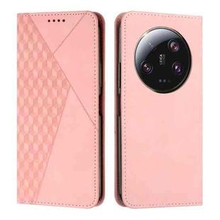 For Xiaomi 13 Ultra Diamond Pattern Skin Feel Magnetic Leather Phone Case(Rose Gold)