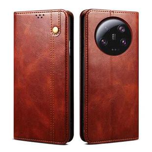 For Xiaomi 13 Ultra Oil Wax Crazy Horse Texture Flip Leather Phone Case(Brown)