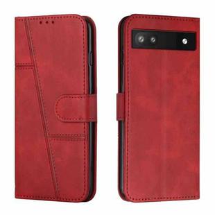 For Google Pixel 7a Stitching Calf Texture Buckle Leather Phone Case(Red)