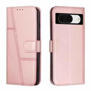 For Google Pixel 8 Stitching Calf Texture Buckle Leather Phone Case(Rose Gold)