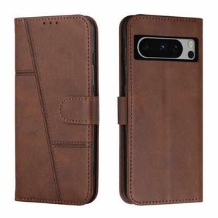 For Google Pixel 8 Pro Stitching Calf Texture Buckle Leather Phone Case(Brown)