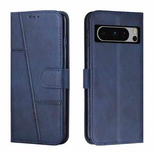 For Google Pixel 8 Pro Stitching Calf Texture Buckle Leather Phone Case(Blue)