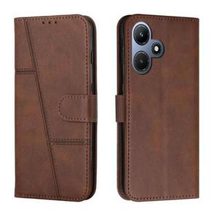 For Infinix Hot 30i Stitching Calf Texture Buckle Leather Phone Case(Brown)