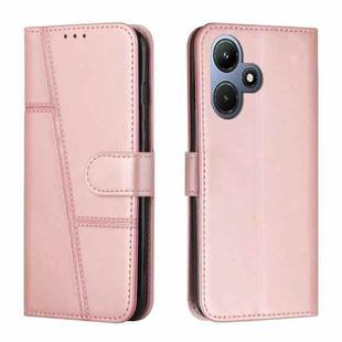 For Infinix Hot 30i Stitching Calf Texture Buckle Leather Phone Case(Rose Gold)