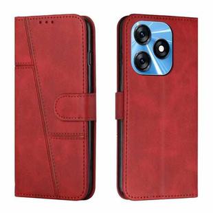 For Tecno Spark 10 Stitching Calf Texture Buckle Leather Phone Case(Red)