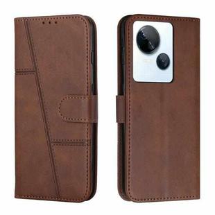 For Tecno Spark 10 5G Stitching Calf Texture Buckle Leather Phone Case(Brown)