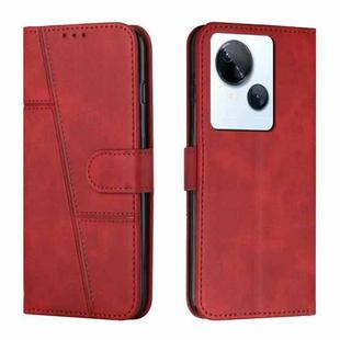 For Tecno Spark 10 5G Stitching Calf Texture Buckle Leather Phone Case(Red)