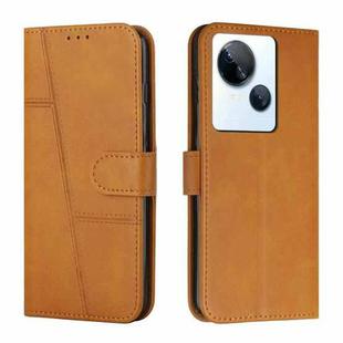 For Tecno Spark 10 5G Stitching Calf Texture Buckle Leather Phone Case(Yellow)