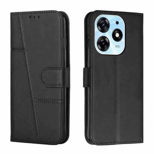 For Tecno Spark 10 Pro Stitching Calf Texture Buckle Leather Phone Case(Black)