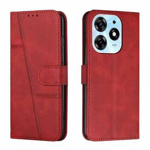 For Tecno Spark 10 Pro Stitching Calf Texture Buckle Leather Phone Case(Red)