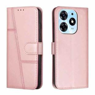 For Tecno Spark 10 Pro Stitching Calf Texture Buckle Leather Phone Case(Rose Gold)