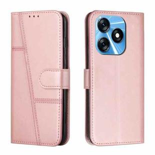 For Tecno Spark 10C Stitching Calf Texture Buckle Leather Phone Case(Rose Gold)