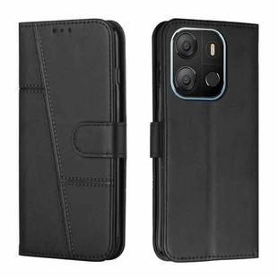 For Tecno Pop 7 Stitching Calf Texture Buckle Leather Phone Case(Black)