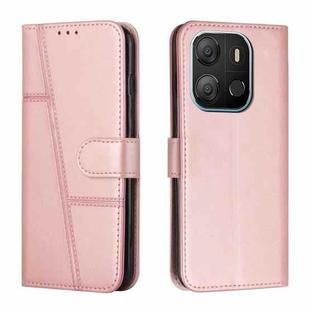 For Tecno Pop 7 Stitching Calf Texture Buckle Leather Phone Case(Rose Gold)