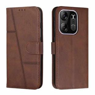 For Tecno Pop 7 Pro Stitching Calf Texture Buckle Leather Phone Case(Brown)