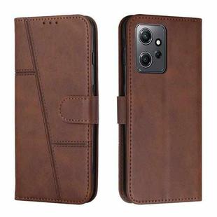 For Xiaomi Redmi Note 12 4G Global Stitching Calf Texture Buckle Leather Phone Case(Brown)