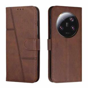 For Xiaomi 13 Ultra Stitching Calf Texture Buckle Leather Phone Case(Brown)