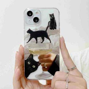 For iPhone 14 Cute Funny Cat Pattern Phone Case(Black)