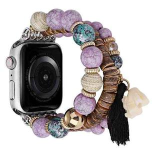 Beads Elephant Pendant Watch Band For Apple Watch 7 45mm(Purple)