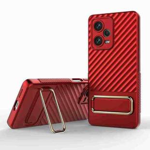 For Xiaomi Redmi Note 12 Pro+ 5G Global Wavy Textured Phone Case with Lens Film(Red)
