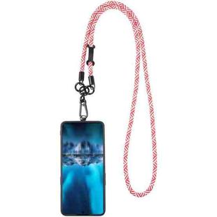 Adjustable Universal Phone Lanyard with Detachable Clip(Red + White)