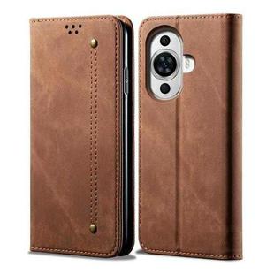 For Huawei Nova 11 Pro Denim Texture Casual Style Horizontal Flip Leather Case(Brown)