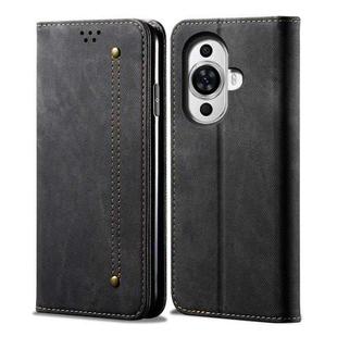 For Huawei Nova 11 Pro Denim Texture Casual Style Horizontal Flip Leather Case(Black)