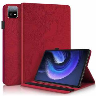 For Xiaomi Pad 6 / Pad 6 Pro Life Tree Series Horizontal Flip Leather Tablet Case(Red)