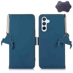 For Samsung Galaxy S23 FE 5G Genuine Leather Magnetic RFID Leather Phone Case(Blue)