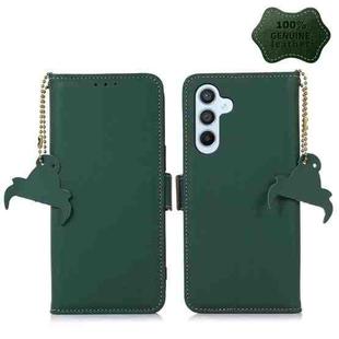For Samsung Galaxy S23 FE 5G Genuine Leather Magnetic RFID Leather Phone Case(Green)