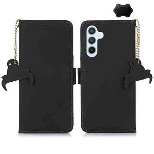 For Samsung Galaxy A05s Genuine Leather Magnetic RFID Leather Phone Case(Black)
